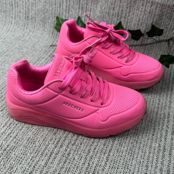 SKECHERS KIDS HOT PINK SNICKERS SIZE 3 - Picture 1 of 7